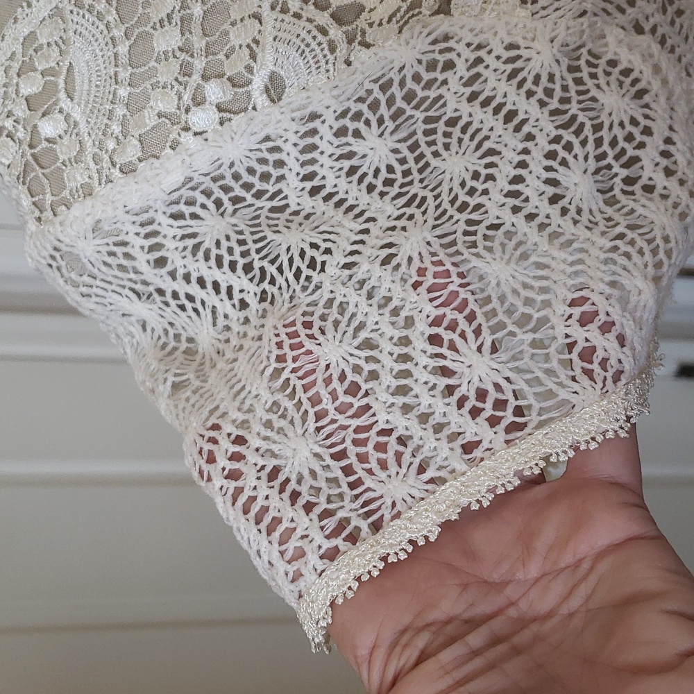 Vintage Disney D-Signed Crochet Lace Top Off White • Cottagecore Sheer • SMALL - Picture 8 of 16